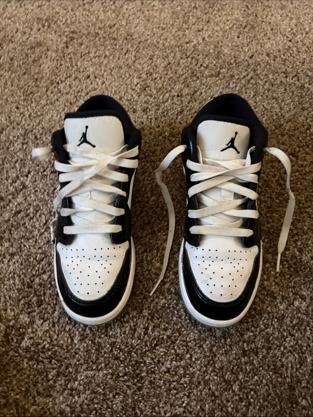 Jordan Kids Black and White Low-Top Sneakers